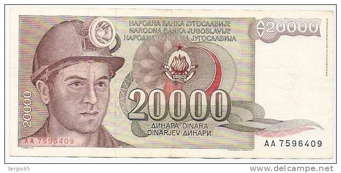 20 000 Din - 1987 - Yougoslavie