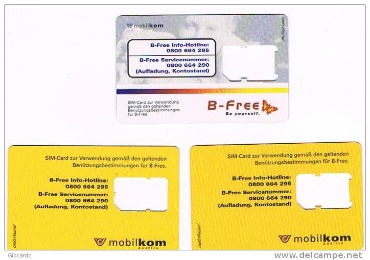 AUSTRIA - MOBIKOM (SIM GSM) - B-FREE  LOT OF 3 DIFFERENT -    USED WITHOUT CHIP  °  -  RIF. 5295 - Austria