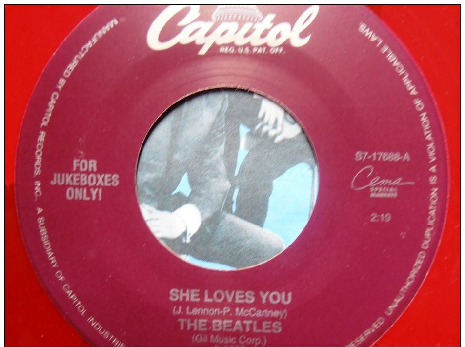 BEATLES Sp JUKE BOX USA - Vinyle Rouge  - *SHE LOVES YOU +1* - Collectors