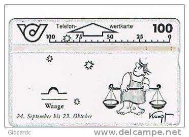 AUSTRIA - TELEKOM AUSTRIA (L&G) -  1993 HOROSCOPE: LIBRA (WAAGE)   (CODE 327F)  -    USED °  -  RIF. 5330 - Zodiac
