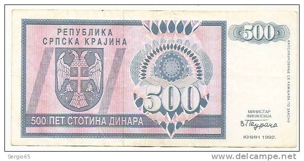 REPUBLIKA SRPSKA KRAJINA - 500 DIN - 1992. - Kroatien