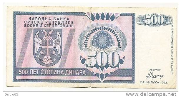 REPUBLIKA SRPSKA - 500 DIN - 1992. - Bosnia And Herzegovina