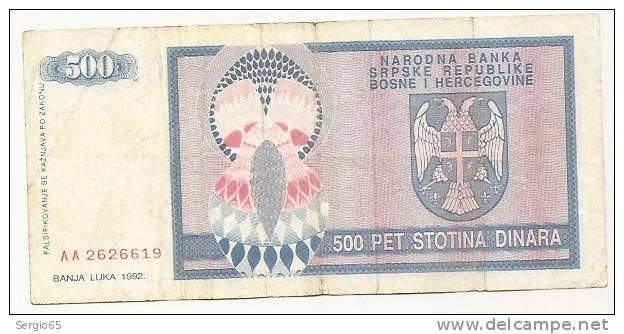 REPUBLIKA SRPSKA - 500 DIN - 1992. - Bosnie-Herzegovine