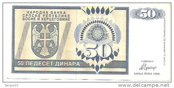 REPUBLIKA SRPSKA - 50 DIN - 1992. - Bosnia And Herzegovina