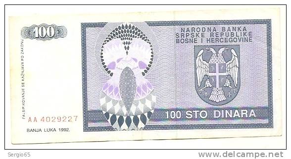 REPUBLIKA SRPSKA - 1000 DIN - 1992. - Bosnië En Herzegovina