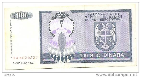 REPUBLIKA SRPSKA - 1000 DIN - 1992. - Bosnia And Herzegovina