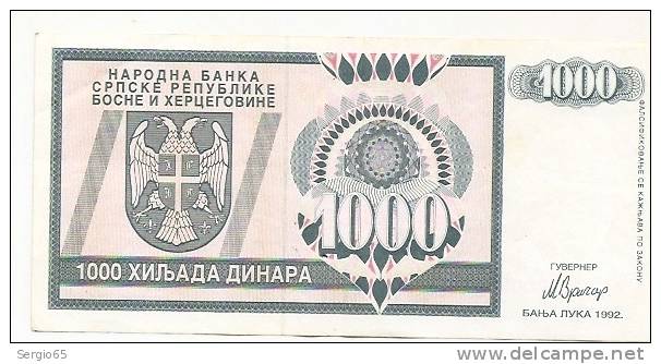 REPUBLIKA SRPSKA - 1000 DIN - 1992. - Bosnien-Herzegowina