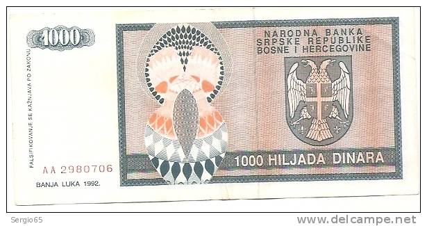 REPUBLIKA SRPSKA - 1000 DIN - 1992. - Bosnien-Herzegowina