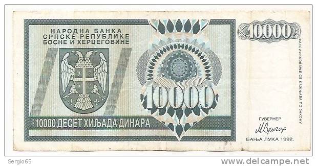 REPUBLIKA SRPSKA - 10 000 DIN - 1992. - Bosnia And Herzegovina