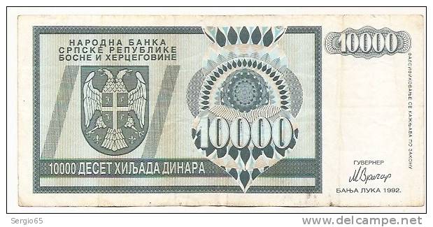 REPUBLIKA SRPSKA - 10 000 DIN - 1992. - Bosnia Erzegovina