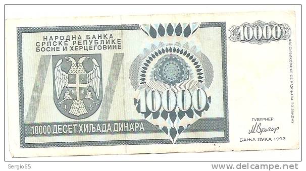 REPUBLIKA SRPSKA - 10 000 DIN - 1992. - Bosnie-Herzegovine