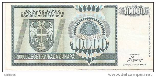 REPUBLIKA SRPSKA - 10 000 DIN - 1992. - Bosnie-Herzegovine