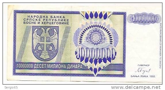 REPUBLIKA SRPSKA - 10 000 000 DIN - 1993. - Bosnia And Herzegovina