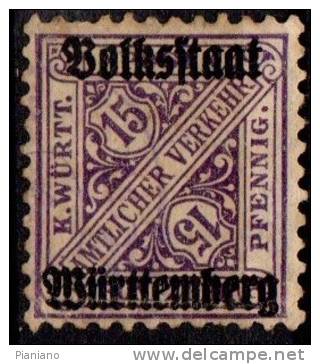 PIA - WURTEMBERG - 1919 : Tps De 1907-16 Surchargés - (Yv 105) - Postfris