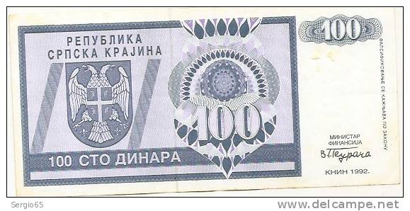 REPUBLIKA SRPSKA - 100 DIN - 1992. - Bosnia And Herzegovina