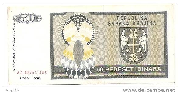 REPUBLIKA SRPSKA - 50 DIN - 1992. - Bosnië En Herzegovina