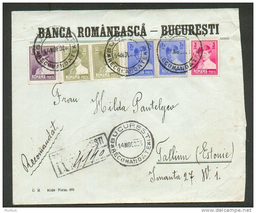 ROMANIA , 1929 REGISTERED COVER RO ESTONIA 3 - Covers & Documents