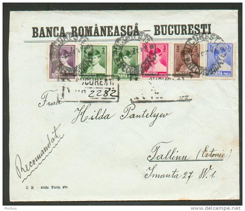 ROMANIA , 1929 REGISTERED COVER TO ESTONIA 5 - Covers & Documents