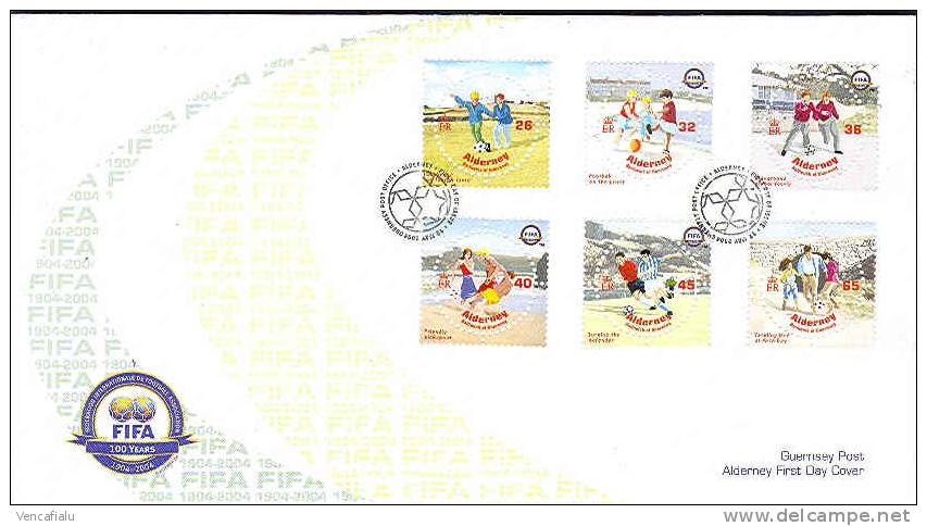 Alderney 2004  - 100 Years Of FIFA, FDC - Autres & Non Classés