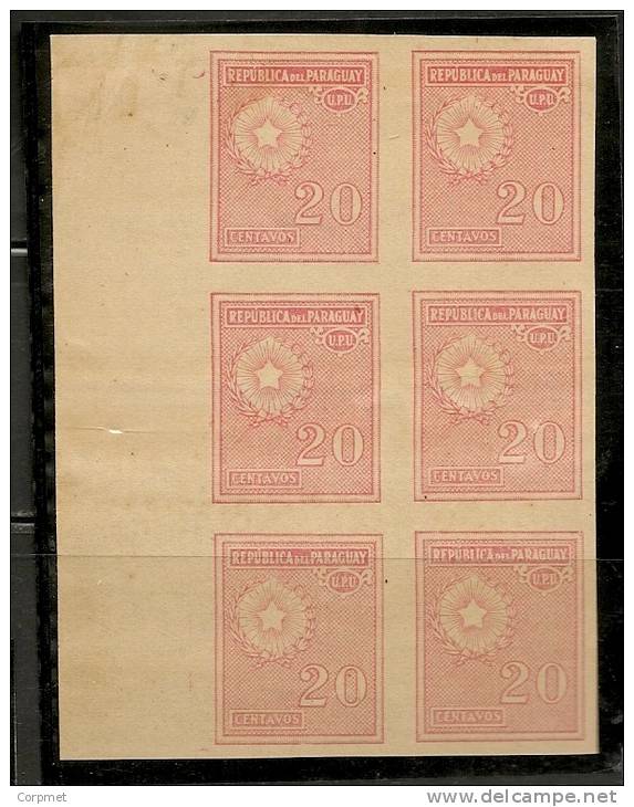 PARAGUAY -  VARIETY  IMPERFORATE PRINTED IN THE GUMMED SIDE MARGINAL PANE OF 6 - SG 300  - MINT LH - Oddities On Stamps