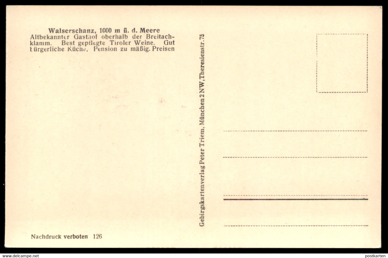 ÄLTERE POSTKARTE LANDKARTE WALSERTAL RIEZLERN HIRSCHEGG MITTELBERG OBERSTDORF REUTE KORNAU WASACH Map Carte Géographique - Kleinwalsertal