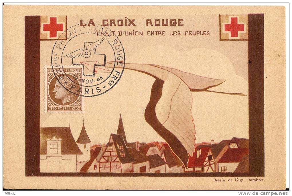 1946 - CPA - Dombret- EXPOSITION PHILATELIQUE CROIX ROUGE FRANCAISE - Aéro Philatélic Club - Croix-Rouge