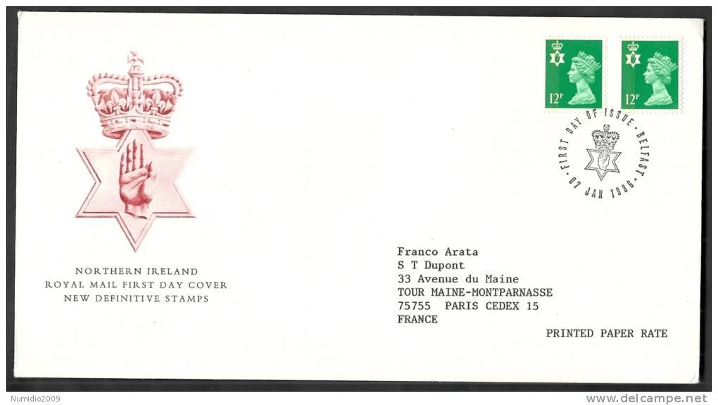 1986 GB FDC NOTHERN IRELAND NEW DEFINITIVE STAMPS 7 JAN  - 002 - 1981-1990 Em. Décimales