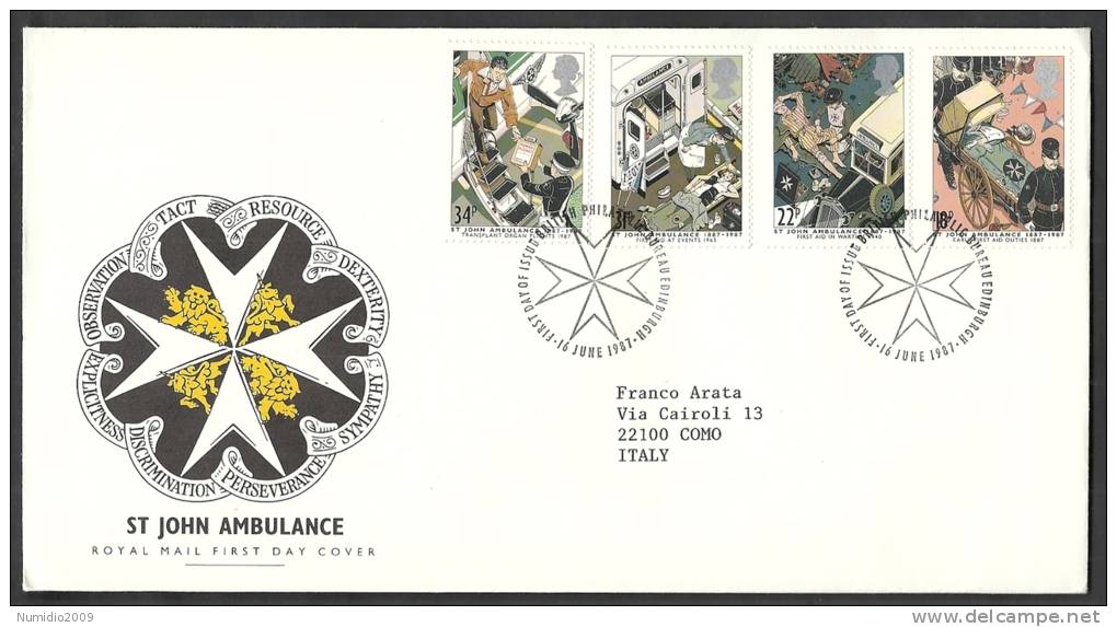 1987 GB FDC ST JOHN AMBULANCE - 002 - 1981-1990 Em. Décimales