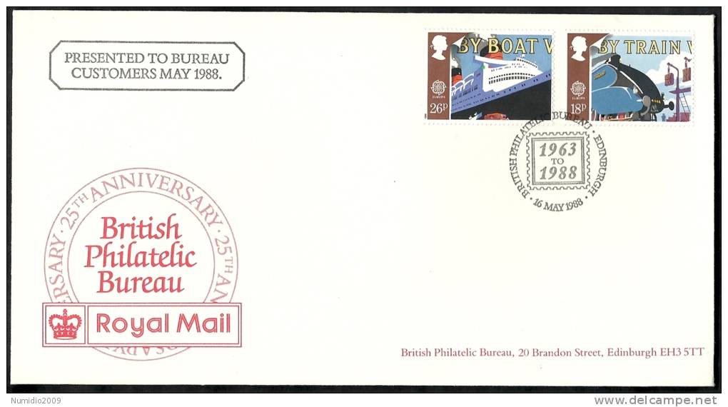 1988 GB FDC TRANSPORT AND COMMUNICATIONS - EUROPA - 002-002 - 1981-1990 Decimal Issues