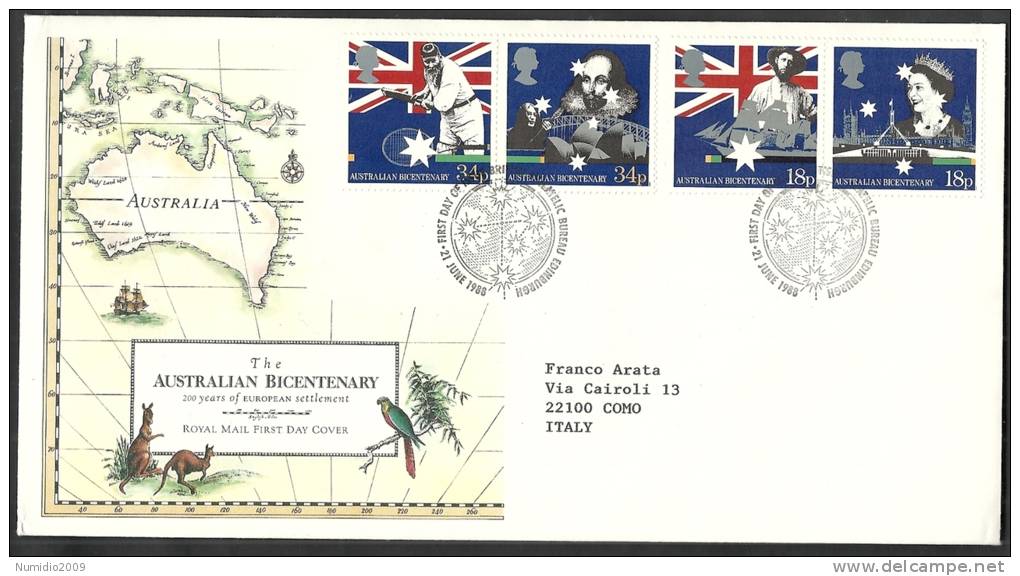 1988 GB FDC THE AUSTRALIAN BICENTENAY - 002 - 1981-1990 Em. Décimales