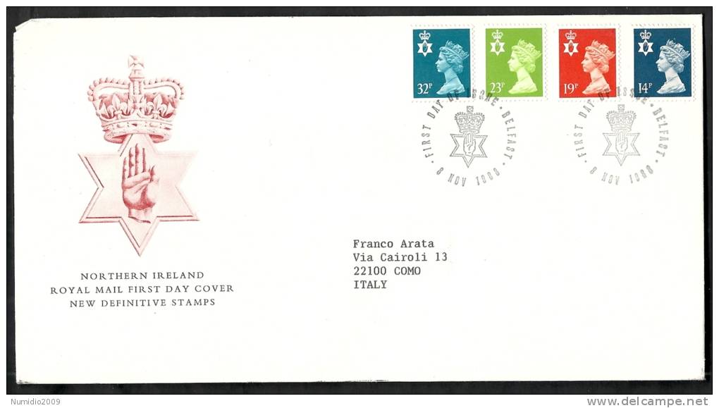 1988 GB FDC NORTHERN IRELAND NEW DEFINITE STAMPS - 002 - 1981-1990 Em. Décimales