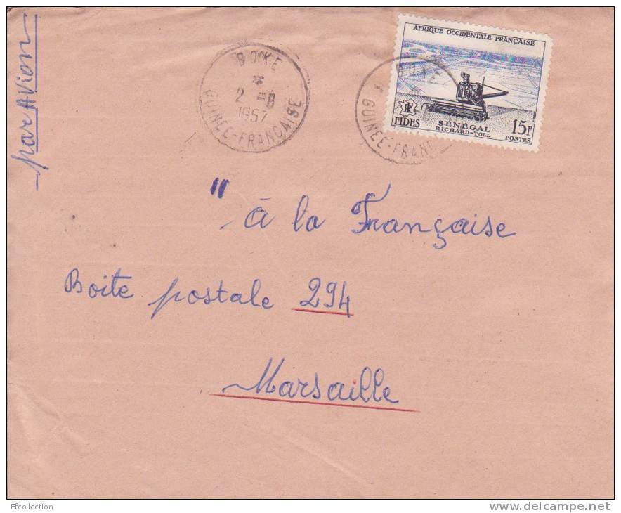 Boké (petit Bureau) Guinée Maritime Afrique Colonie Française Lettre Par Avion Pour Marseille Marcophilie Rare - Brieven En Documenten