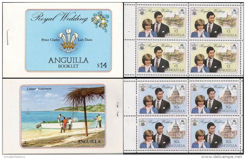 ANGUILLA 1981 PRINCESS DIANA WEDDING BOOKLET SC# 446C VF MNH SCARCE - Anguilla (1968-...)