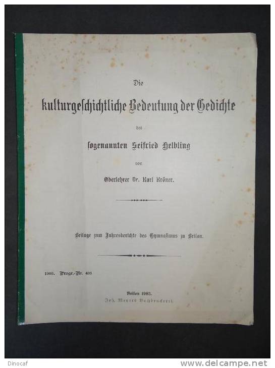 "2 Schulschriften - Gymnasium Zu Brilon", **1903** - Altri & Non Classificati