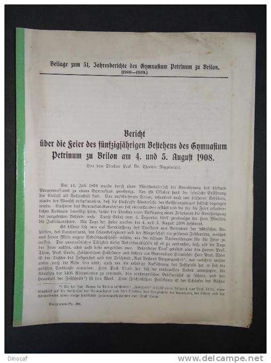 "2 Schulschriften - Gymnasium Zu Brilon", **1903** - Altri & Non Classificati