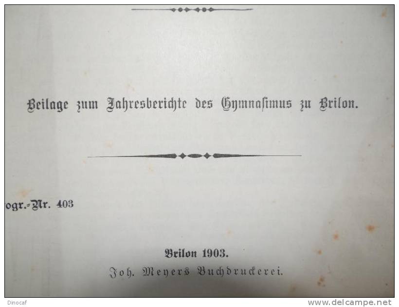 "2 Schulschriften - Gymnasium Zu Brilon", **1903** - Altri & Non Classificati