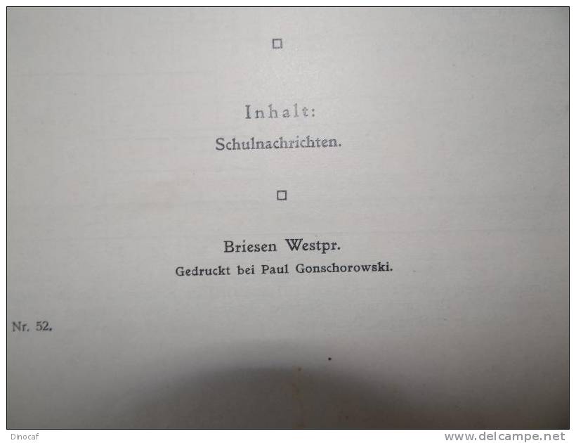 3 Schulschriften - Gymnasium Schule Briesen - **1913**, "Königliches Realprogymnasium zu Briesen Westpr.", Gonschorowski