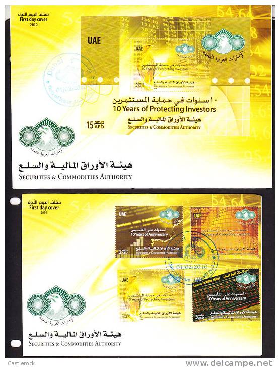 B)2010 UNITED ARAB EMIRATES FDC SET(2) SECURITIES AND COMMODITIES AUTHORITY/BIRD EMBLEM - United Arab Emirates (General)