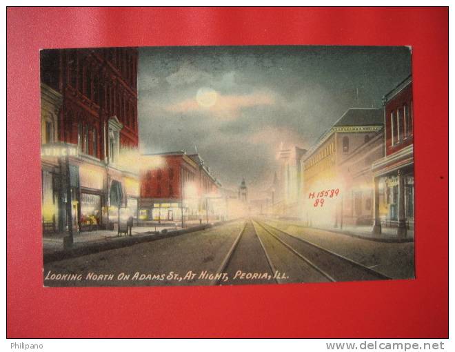 - Illinois > Peoria  Night View North On Adams Stree Ca 1910  ====   ------   ==   Ref 294 - Peoria