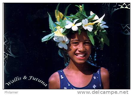 Wallis Et Futuna Carte Postale Moderne Bienvenue Fille Enfant Collier Fleurs Ed  T. Beauvilain N°4 Neuve TB - Wallis Et Futuna