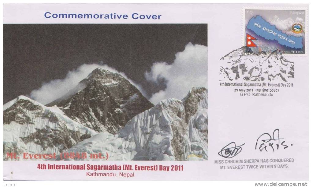 Mount Everest, Mountain, Mountaineering, Climbing, Geology, Sports, Autograph, Signed, Spl Cover, Nepal - Escalada