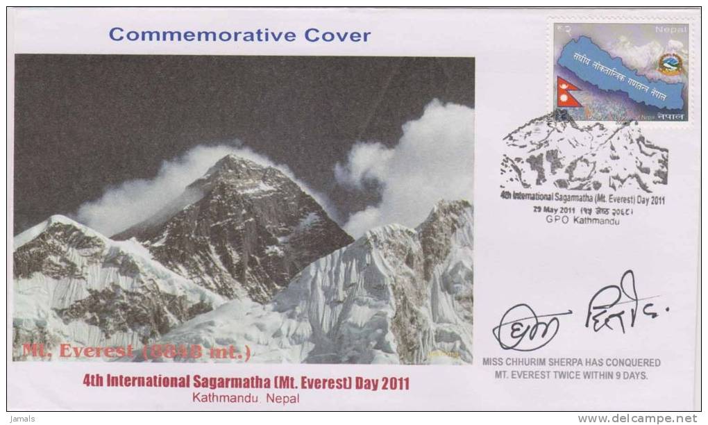 Mount Everest, Mountain, Mountaineering, Climbing, Geology, Sports, Autograph, Signed, Spl Cover, Nepal - Escalada