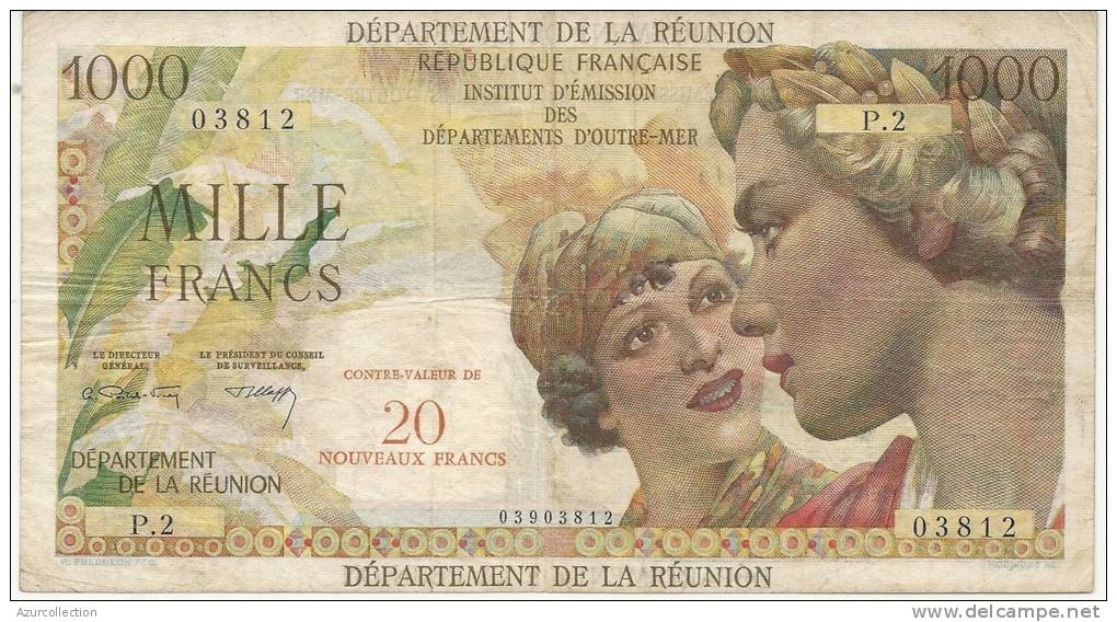 BILLET DE 1000 FRANCS . CONTRE VALEUR 20 NF - Reunion