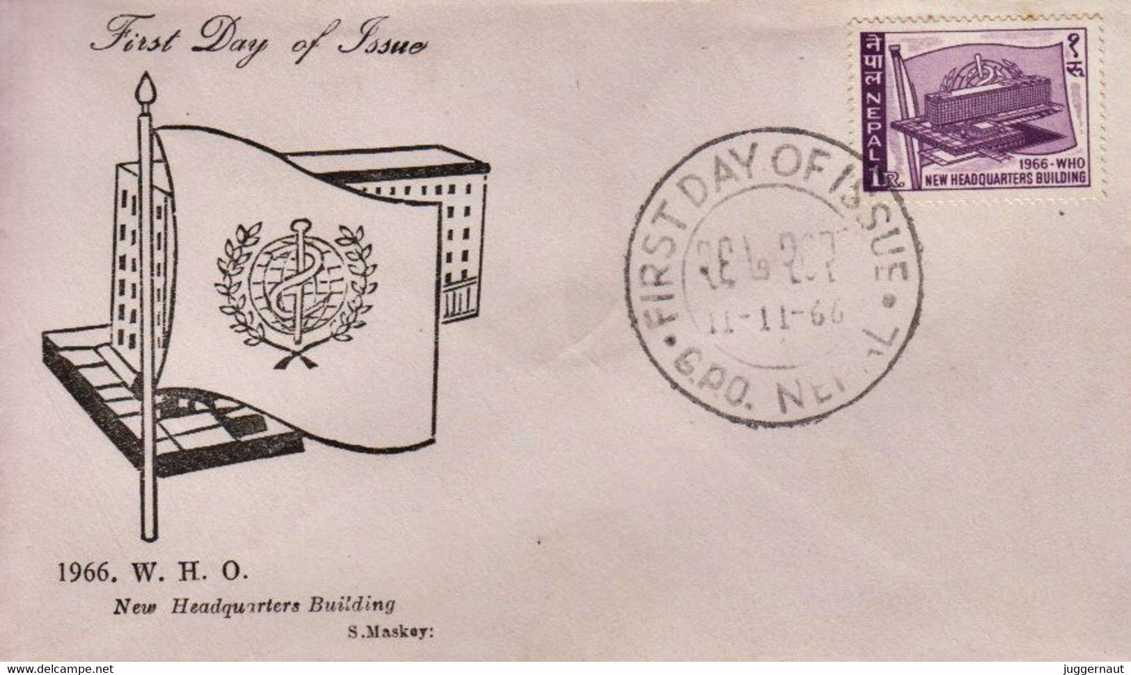 WHO New Building INAUGURATION 1966 FDC NEPAL - WHO