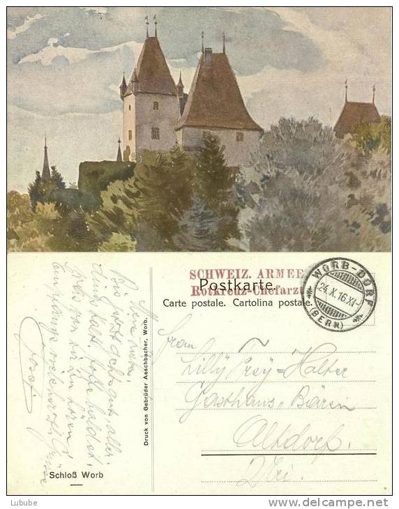 Worb - Schloss Worb  (Feldpost - Rotkreuz Chefarzt)         1916 - Worb