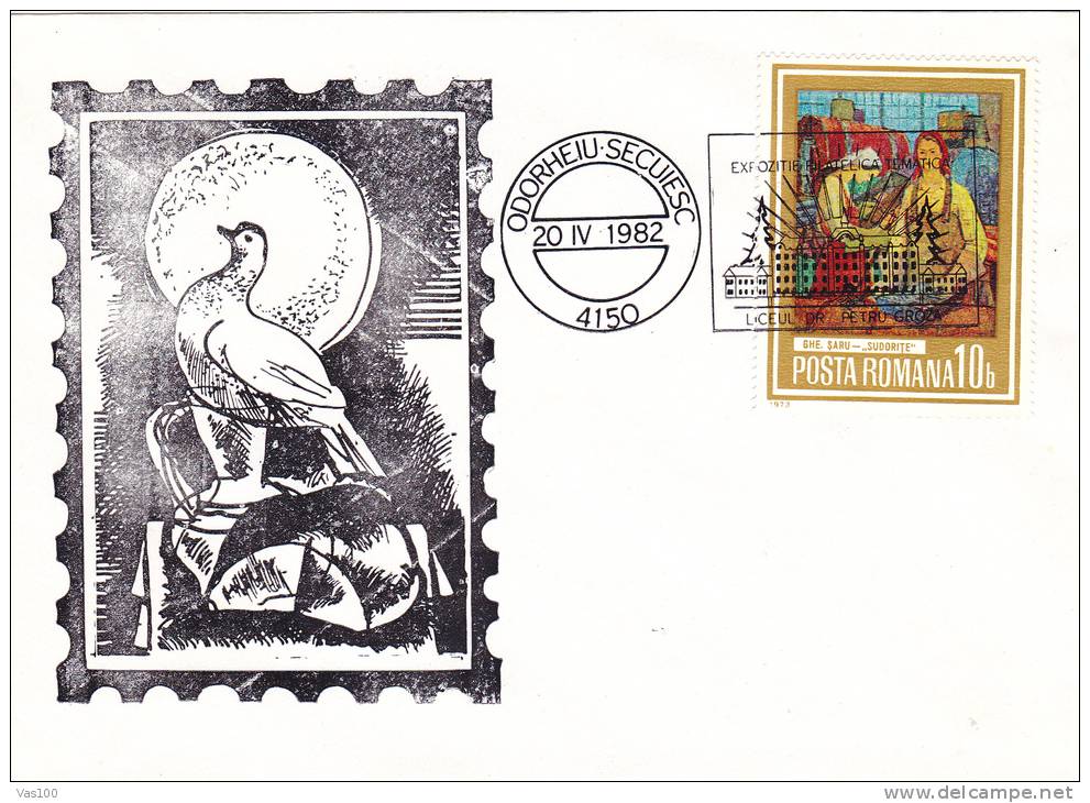 Birds  Exhibition Philatelique Odorhoiu Secuiesc 1982  Cover Stationery Entier Postal Romania. - Lettres & Documents