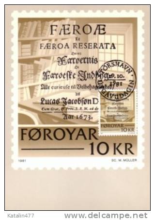 1981. Foroyar- Faroe Island - Historic  Manuscripts, Music,Books, Handwriting, Etc Maximum Card, - Faroe Islands