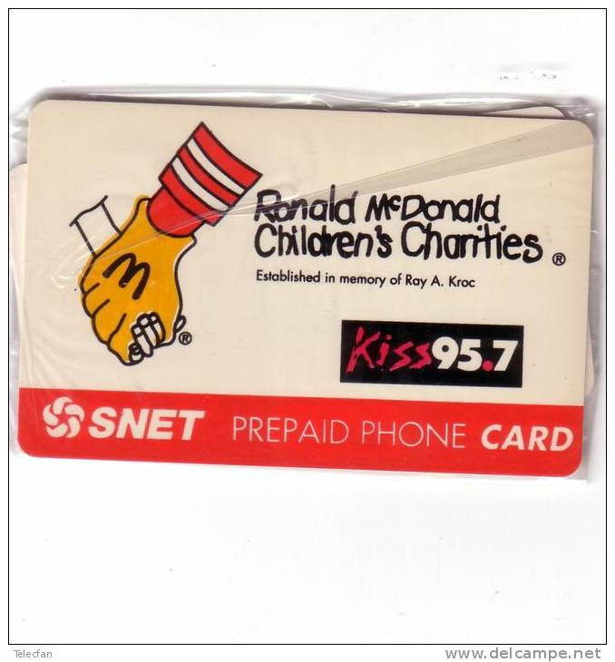 USA  PREPAID SNET PRIVEE RONALD MC DONALD'S RADIO KISS 95.7 NSB MINT IN BLISTER RARE - Alimentation