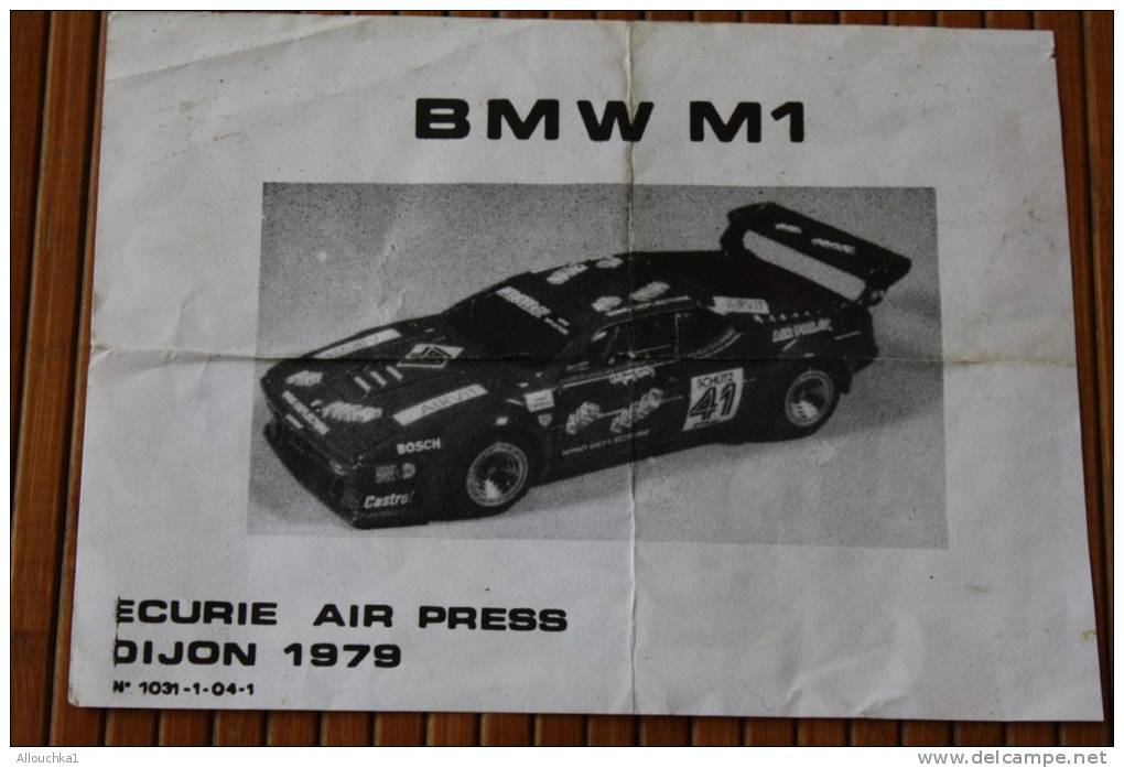 SPORT AUTOMOBILE PAPIER  PUBLICITE SUR LA VOITURE BMW M1 ECURIE AIR PRESS DIJON 1979 - Car Racing - F1