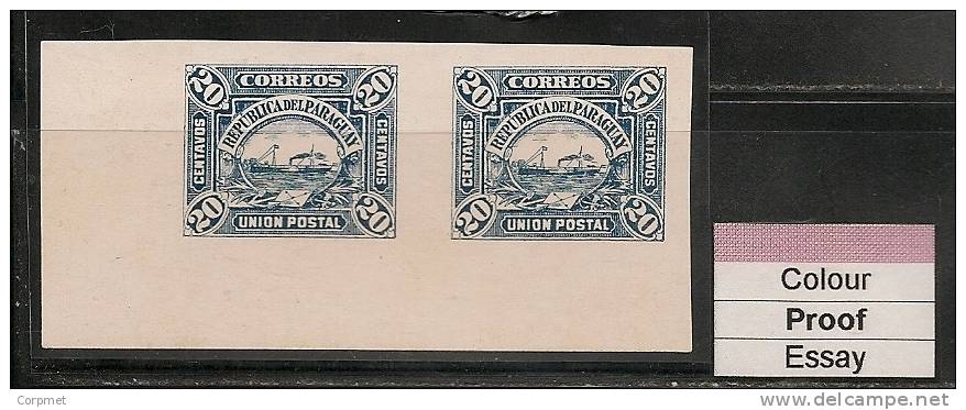 PARAGUAY -  1886 VARIETY COLOUR PROOF - ESSAY IMPERFORATE PAIRS -  UNGUMMED - Oddities On Stamps